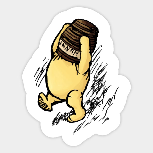 Winnie the Pooh stuck in a HUNNY pot Sticker by Boyanton Designs